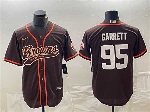 Men%27s Cleveland Browns #95 Myles Garrett Brown With Patch Cool Base Stitched Baseball Jersey->cleveland browns->NFL Jersey